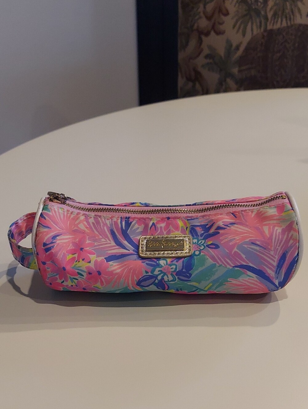Lilly Pulitzer Multicolor Tropical Floral Zip Cosmetic Pencil Pouch
